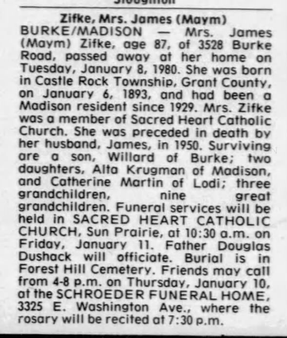 Maym's obituary